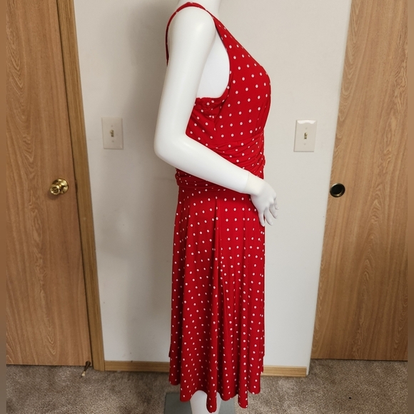Red R&K polka dot sleeveless dress size 14 - Picture 10 of 11